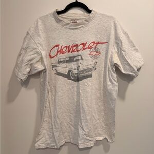 Vintage Chevrolet Graphic Tee - White with Red & Gray Print